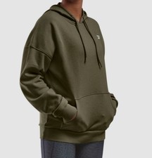 Reebok Women's Green Logo Fleece Oversized Hoodie Sweater Size XS