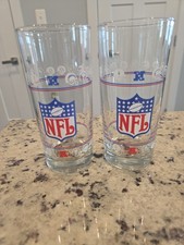 NFL Mobil Drinking Glasses Set Of 2. Football AFC NFC VINTAGE.