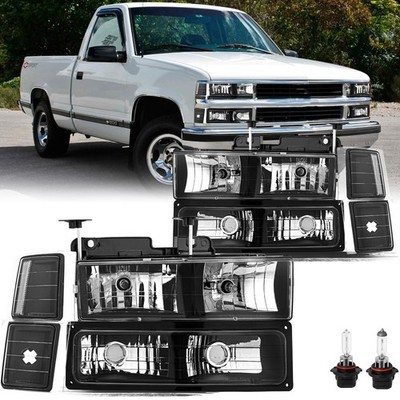 Headlight Assembly Set for 1994-1998 Silverado Tahoe Suburban with Bulbs