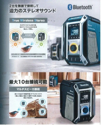 Makita 10.8~18V Wireless Speaker Radio MR113 Blue Bluetooth Linked