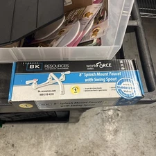 BK Resources BKF-8W-8-G 8 Center Wall Mount Faucet w/8 Spout