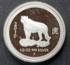 🔥 2008 Proof Australia 1/2 oz .999 Silver 50c ~ Lunar Series 1 Tiger ~ 479 Mint