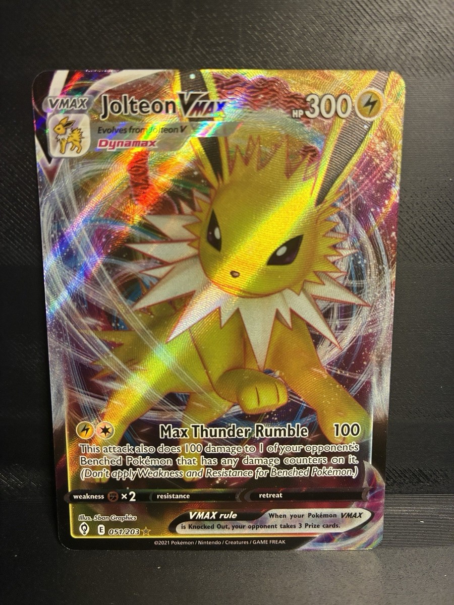 rare cards in evolving skies Pokémon TCG Jolteon VMAX Full Art Ultra Rare Holo Card Evolving Skies  051/203