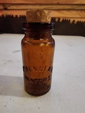 19th Century Amber Phenolax Waffers Upjohn Bottle 