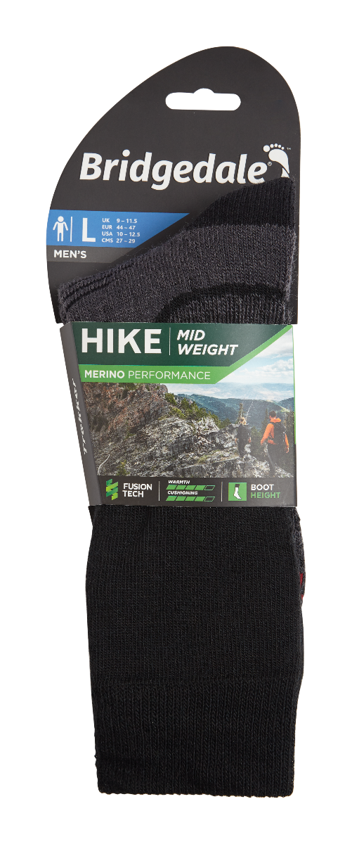 Bridgedale Midweight Merino Performance Boot Sock 710169/846 Black NEW