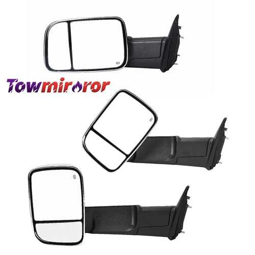 Towing Mirrors for 09-18 Dodge Ram Chrome Power Heated Turn Signals Puddle Lamp