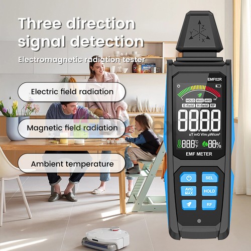 EMF Meter Digital Electromagnetic Field Radiation Smart Detector Temp & Humidity - Foto 1 di 1