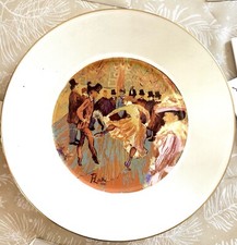 Assiette en porcelaine Limoges Peinte La Goulue Toulouse Lautrec 26 Cm