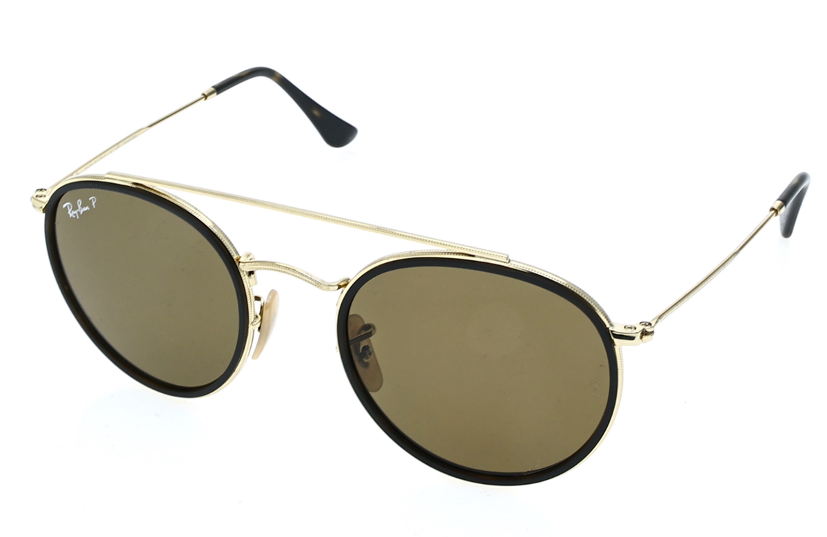 Ray-Ban Women\'s Round Double Bridge Sunglasses - Brown/Gold Ray-Ban RB3647N Round Double Bridge 001/57 51M Gold/Brown  main image 3