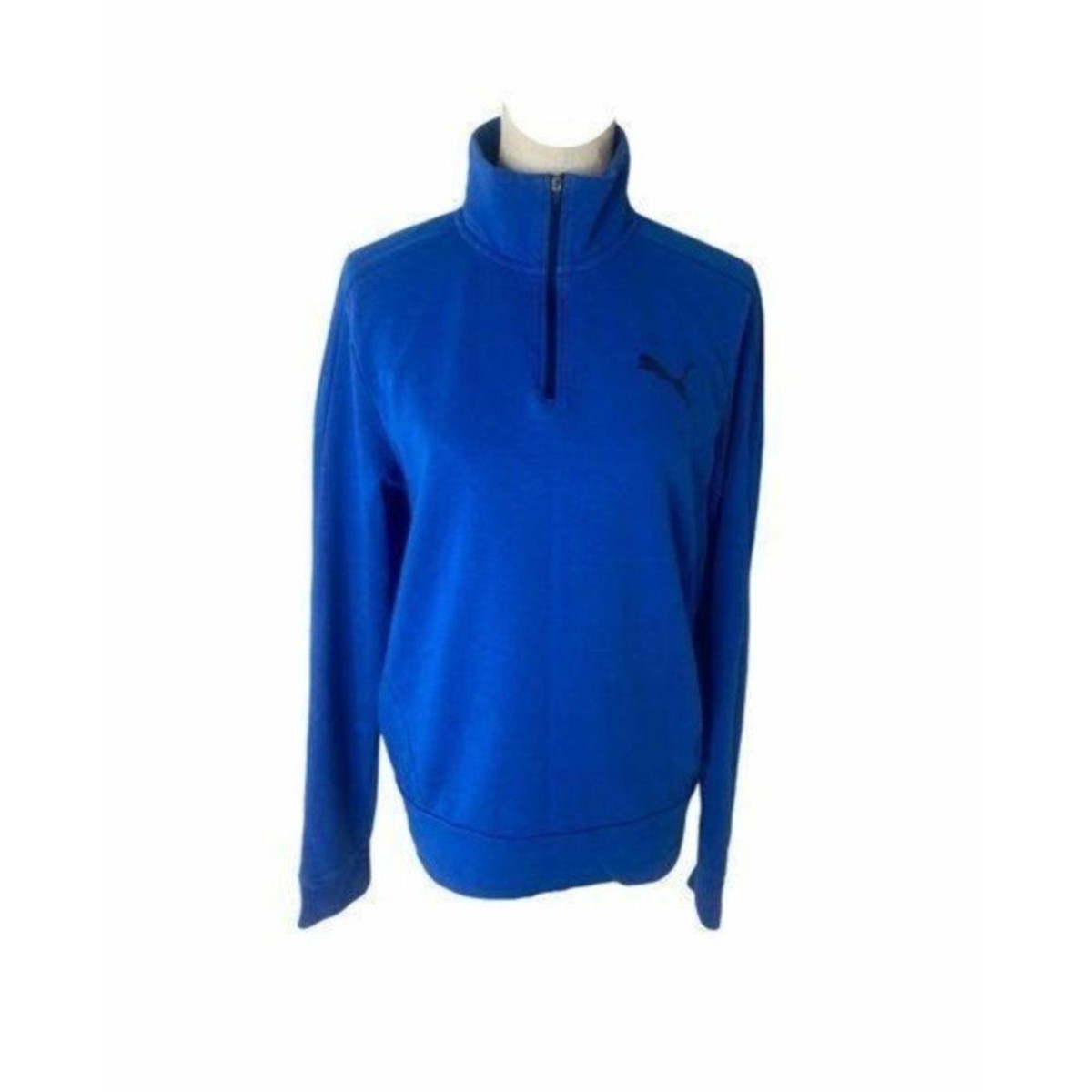 Men’s Medium Sweatshirt Puma Blue Long Sleeve Quarter Zip Athletic High Neck