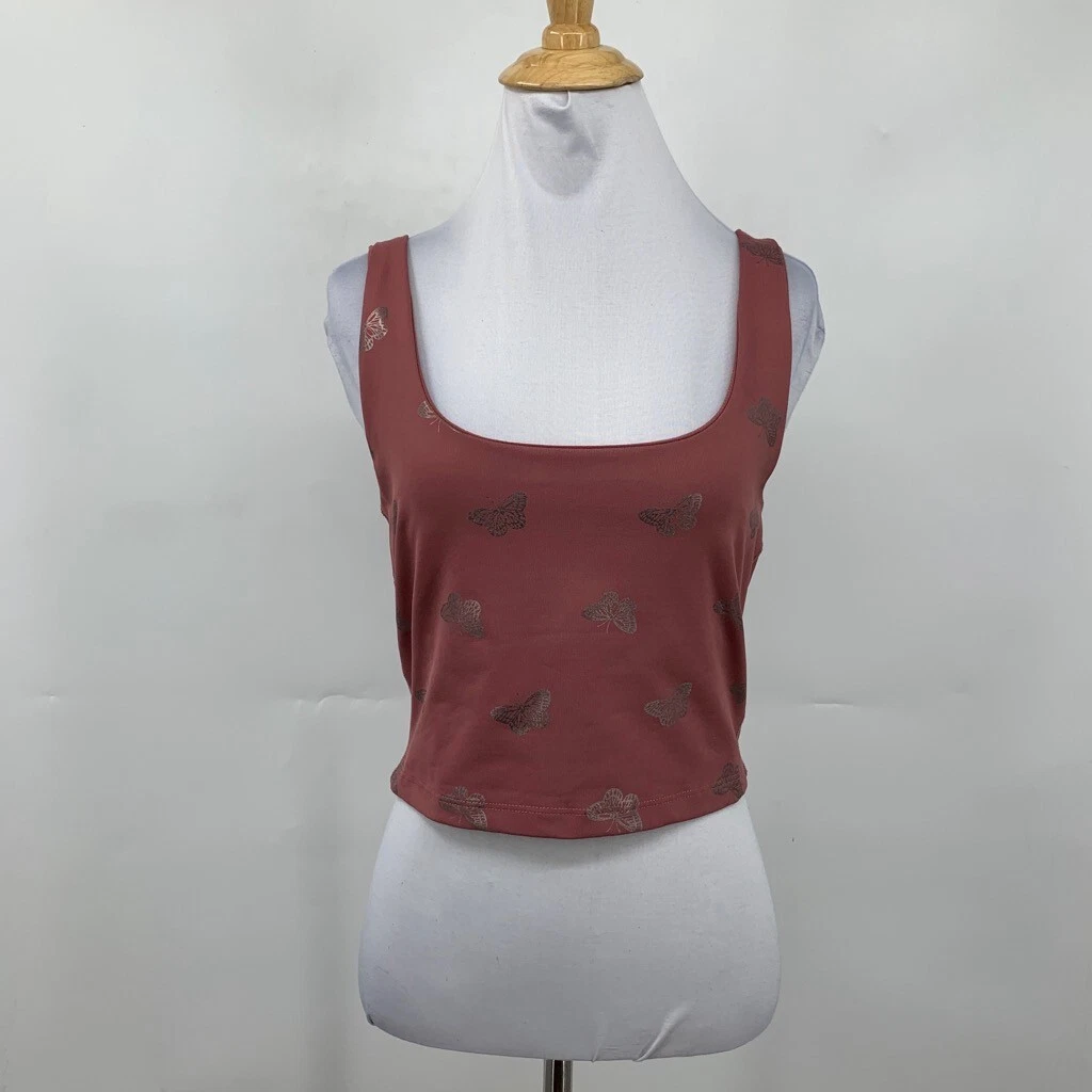 beyond-yoga shelf bra metallic butterfly cropped tank-top