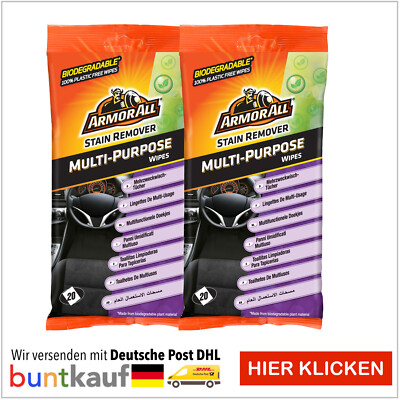 2x ARMOR ALL Mehrzweck TÜCHER 20 STÜCK SITZE POLSTER PFLEGE VINYL 38020L