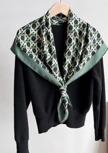 Pure 18Momme Twill Silk Wrap Scarf Bandanna bamboo weaving Print Square Shawl 35 - Bild 5 von 12