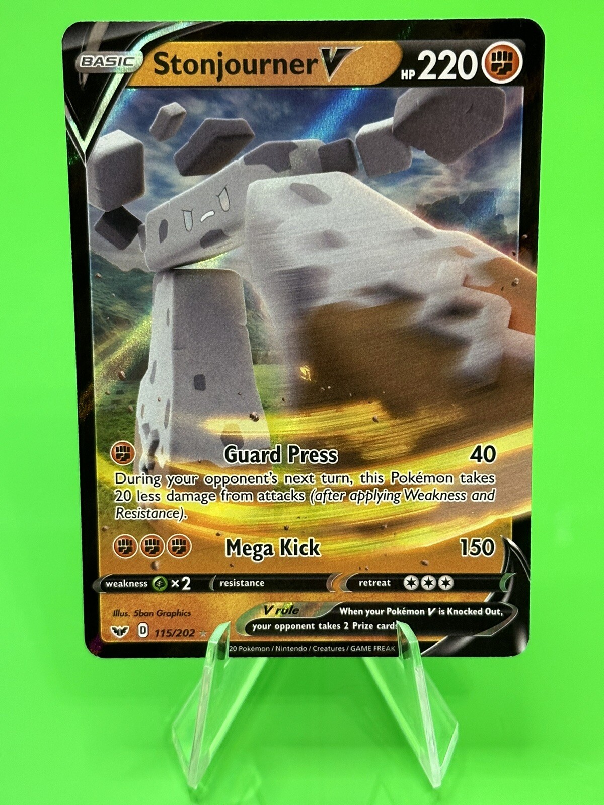 ⭐⭐Pokemon Stonjourner V Sword & Shield Base Set Ultra Rare 115/202 NM!!⭐⭐