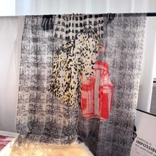 Pure Cashmere Thin Oblong Scarf Wrap Shawl Geometry Print Soft Delicate 78"*39"