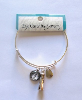 bangle fishing lures Fashion Bangle bracelet- Made with fishing lures-lighthouse-silver lure  sailboat