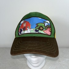 John Deere Cap Youth Adjustable Size SnapBack Farm Animals Mesh Trucker Hat Rare