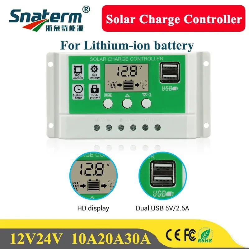 Regolatore di carica solare intelligente 10A/20A/30A/batteria al piombo/Li-Ion - Immagine 2 di 4