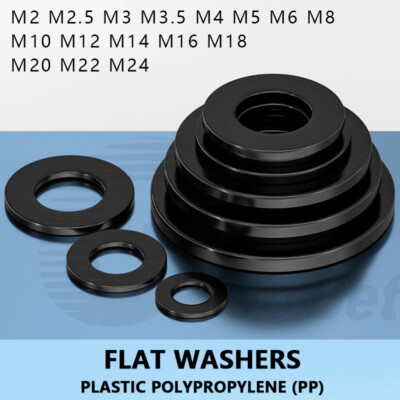 #ad #ad Flat Washers M2 M24 Black Nylon Plastic Washers Form A Gaskets Plain Washer PP $4.19