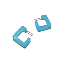 Turquoise Frosted Small Square Hoop Earrings