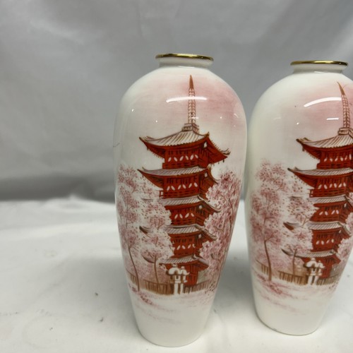 Coppia di vasi NORITAKE Bone China NIPPON Toki KAISHA dipinti a mano - Foto 2 di 10