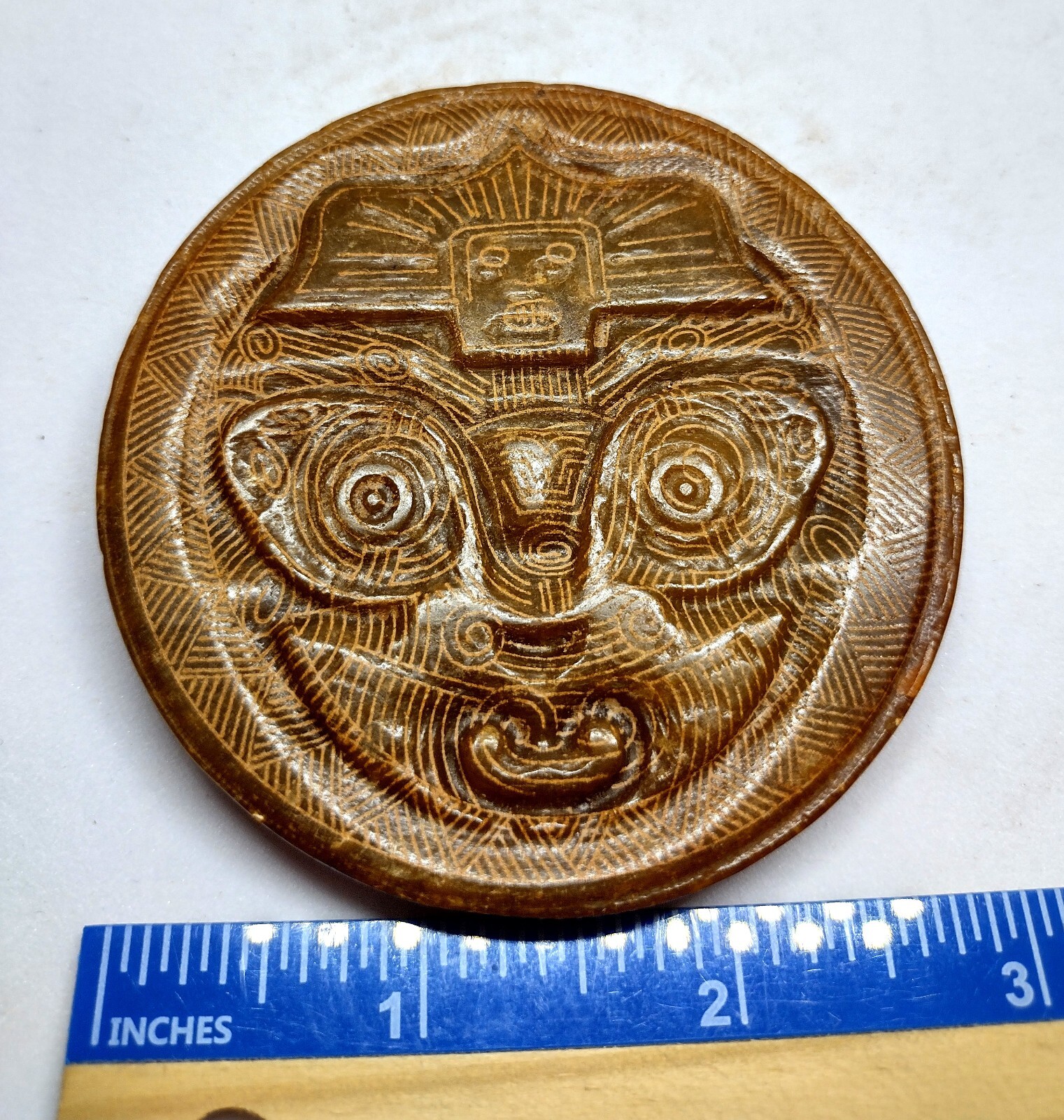 Liangzhu culture old jade hand-carved collection Beast Face Amulet USA
