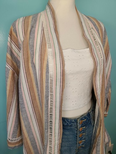 Free People all for you Intimately Striped Multicolor Open Cardigan Kimono  XS