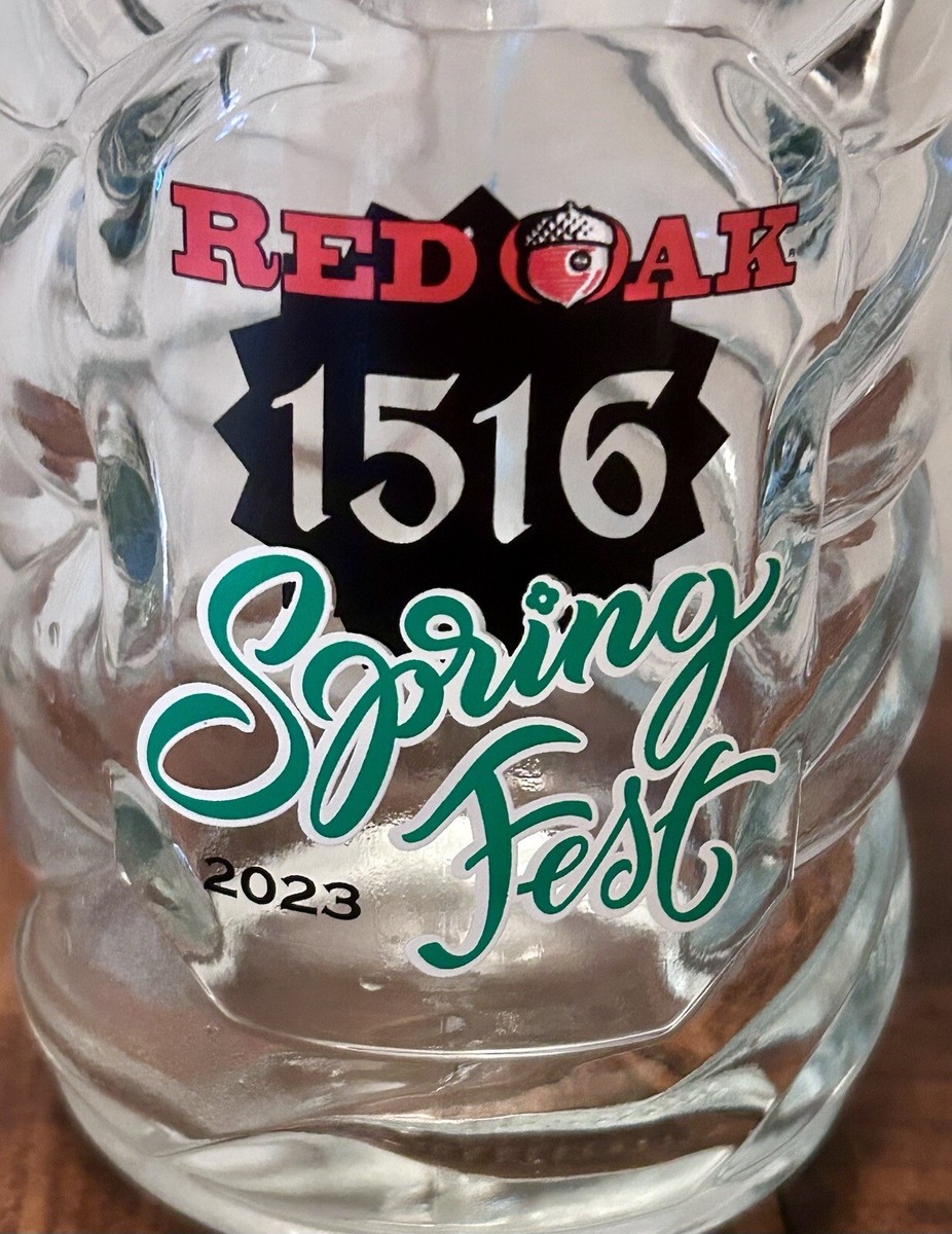 Red Oak Glass Mug 20oz Beer Bar Man Cave Novelty Collectible