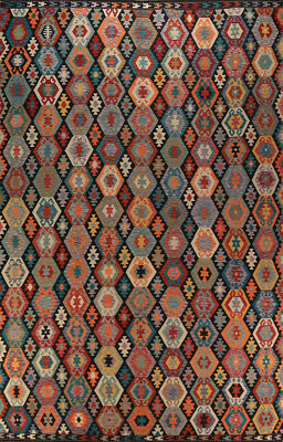 Flatweave Reversible Tribal Kilim Kelim Rugs Handwoven Wool Large Rugs 10x16 ft