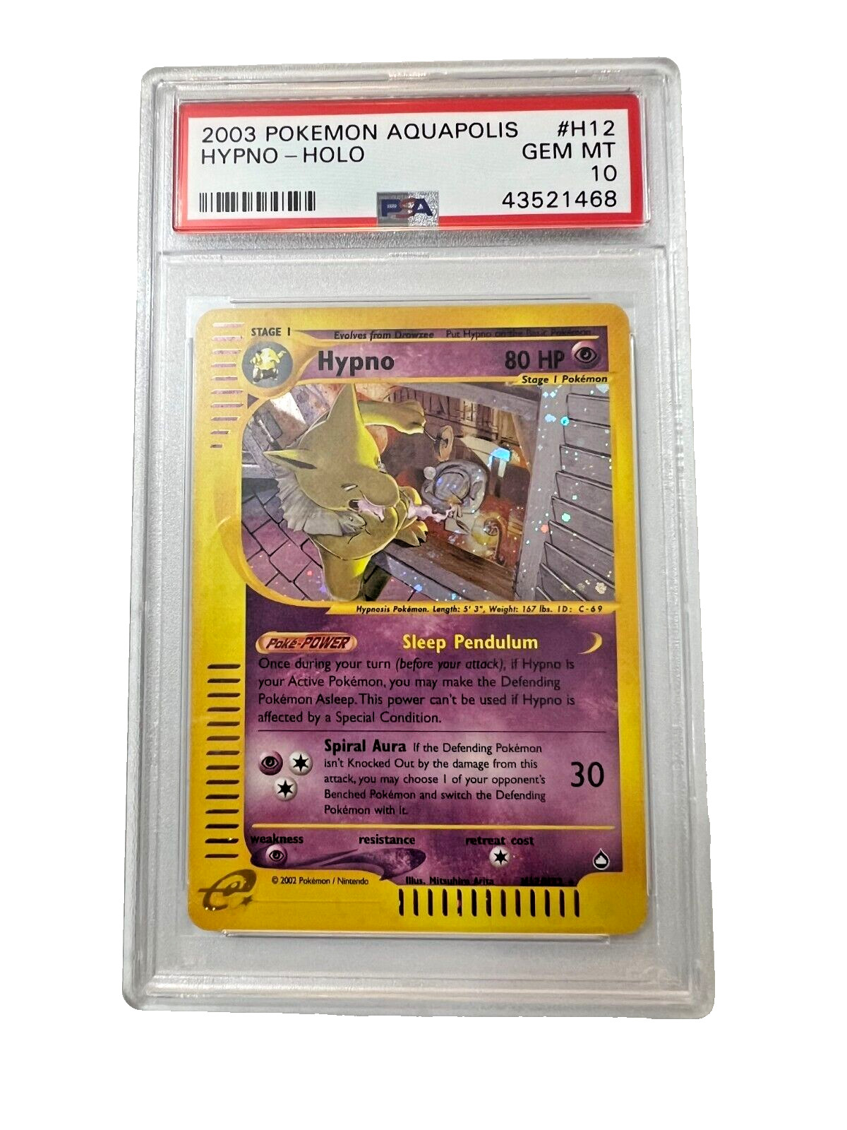 Pokemon 2003 Aquapolis #H12 HYPNO Holo H12/H32 PSA 10 Gem Mint