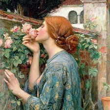 A3 Decoupage Paper for Crafts  WOMAN SMELLING ROSES - Rice Paper Same Day Ship