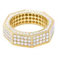 4.00 Ct Round Cut Diamond 10k Yellow Gold Men's Eternity Wedding Band Ring, 8MM