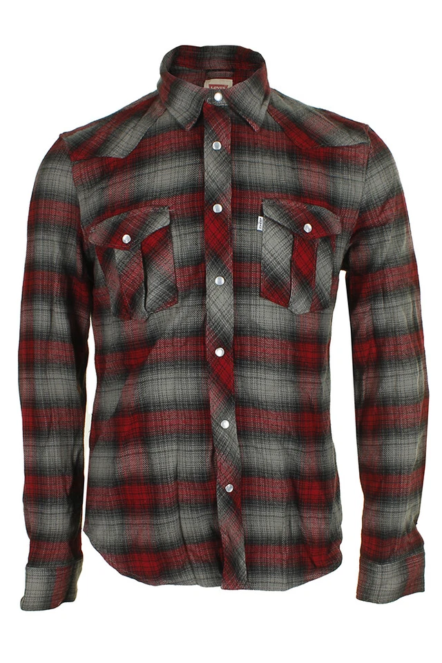 Levi's Men's Long Sleeve Western Cut Snap Front Plaid Shirt