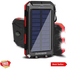 Solar Charger Power Bank, 20000mAh Portable Outdoor Waterproof Solar Battery ...