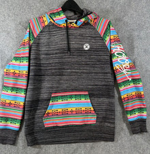 Hooey Western Hooded Sweatshirt Womens L Gray Aztec Saldo Southwestern Space Dye