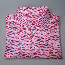Rhoback Polo Shirt Mens Medium White Red Military Ship Fleet USA Collection