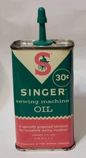 Vintage Singer Sewing Machine Oil Tin Can 25% Full 4oz Late 1960's Made in USA
