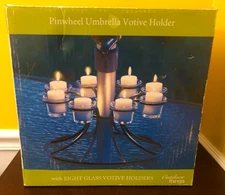 Pinwheel Umbrella Metal Votive Candle Holder with 8 Glass Cups Linens 'N Things