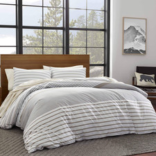 Eddie Bauer Duvet Cover Set Soft Bedding Matching Shams Buttons Corner Ties To