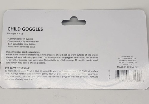 Child's Swimming Goggles Pool Blue Swimgear PC Lens Adjustable Strap Latex Free - Picture 2 of 2