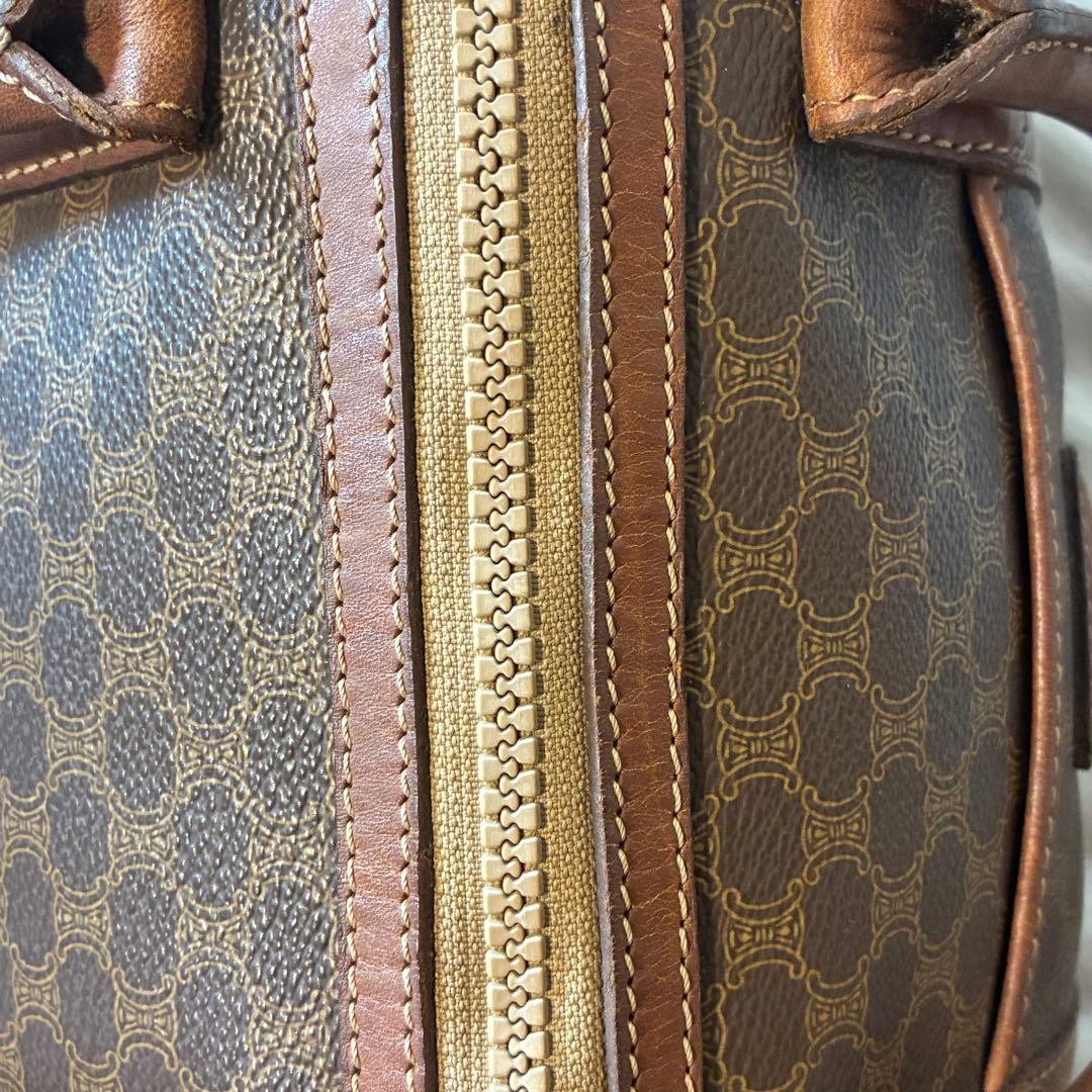 CELINE Macadam Pattern Trapeze Mini Boston Bag Brown Leather Authentic — image 14