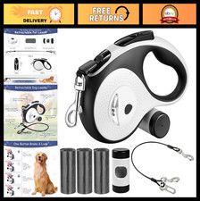 26Ft Tangle-Free Retractable Dog Leash for Dogs Up to 110lbs  LED Light, Poop B