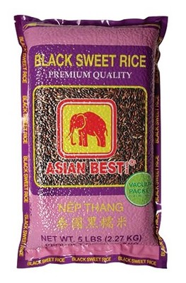 Asian Best Black Sweet Rice, 5 Lb Bag, Sticky Rice