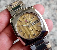 VINTAGE RADO N19 AUTOMATIC DAY DATE GENTS BROWN Dial Rare Nice.