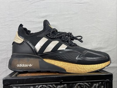 Adidas ZX 2K Boost Shoes Womens 11 Black Gold Metallic Sneakers FY2014 Sneakers