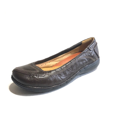 Clarks Unstructured Women's Brown Leather Slip On Loafers Flats Shoes 9W New