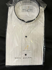 Neil Allyn XS 30/31 White Pleated Tuxedo Shirt with Black Collar