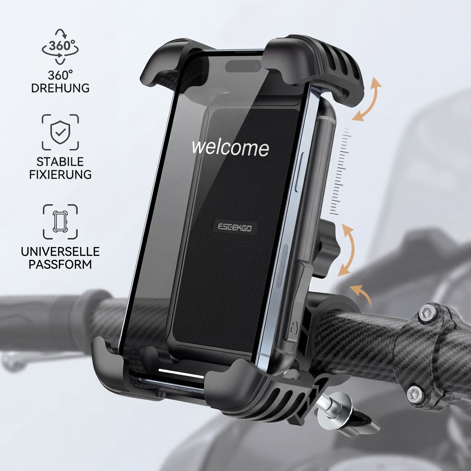 Supporto Cellulare Bici Universale Supporto Smartphone Bike 360° 15-38mm a 7" foto 2