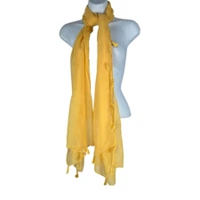 Yellow Tassel Lightweight Women’s Scarf Wrap Soft Sheer Summer Accessory