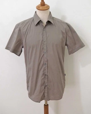 HUGO BOSS Slim Fit Herren Hemd Gr. L hellgrau Kurzarm Basic Baumwolle - Bild 1 von 3